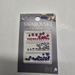 Swarovski Flat Back Crystals - Combo Pack - 76 Count Pink White & Blue